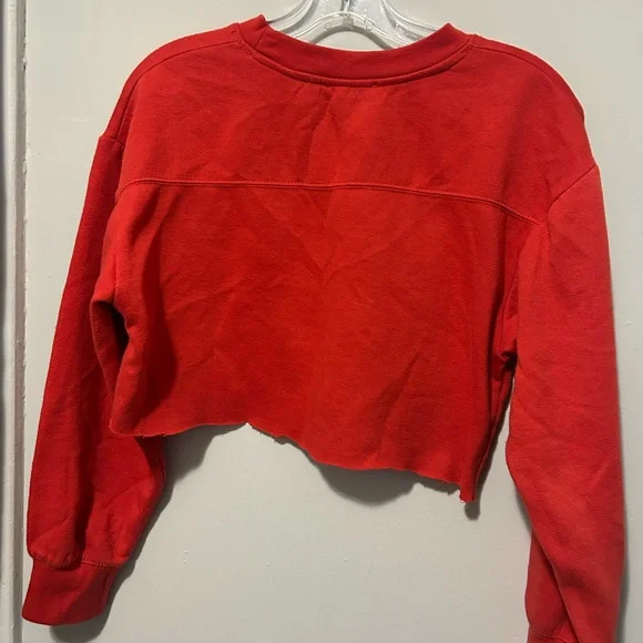 Zara Red Cropped Crewneck Sweatshirt - Picture 2 of 2